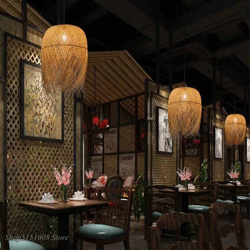 Pendente de Bambu Artesanal Boho — Para Sala, Quarto e Restaurante