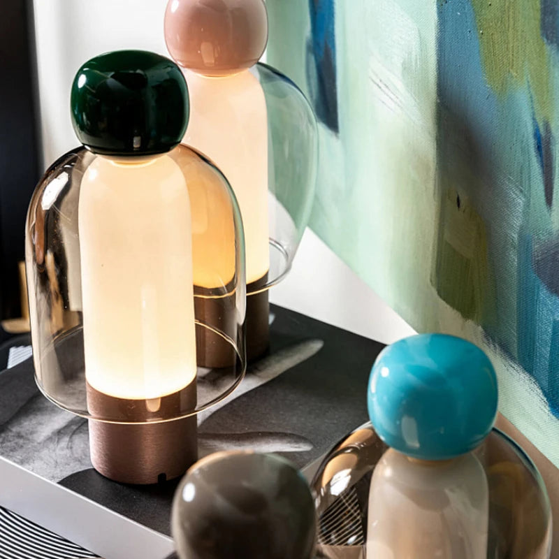 Luminária Vidro LED USB Decorativa Sala Quarto Minimalista