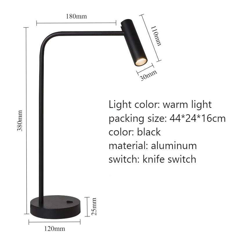 Luminária de Mesa Metal Minimalista para Hotel e Quarto – Designer