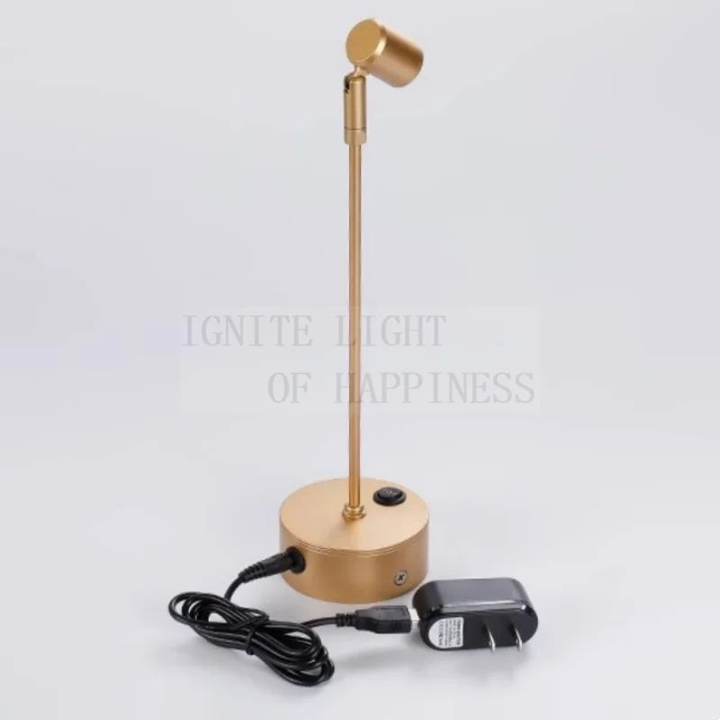 Spot LED Recarregável para Joalheria e Vitrine – Metal Dourado