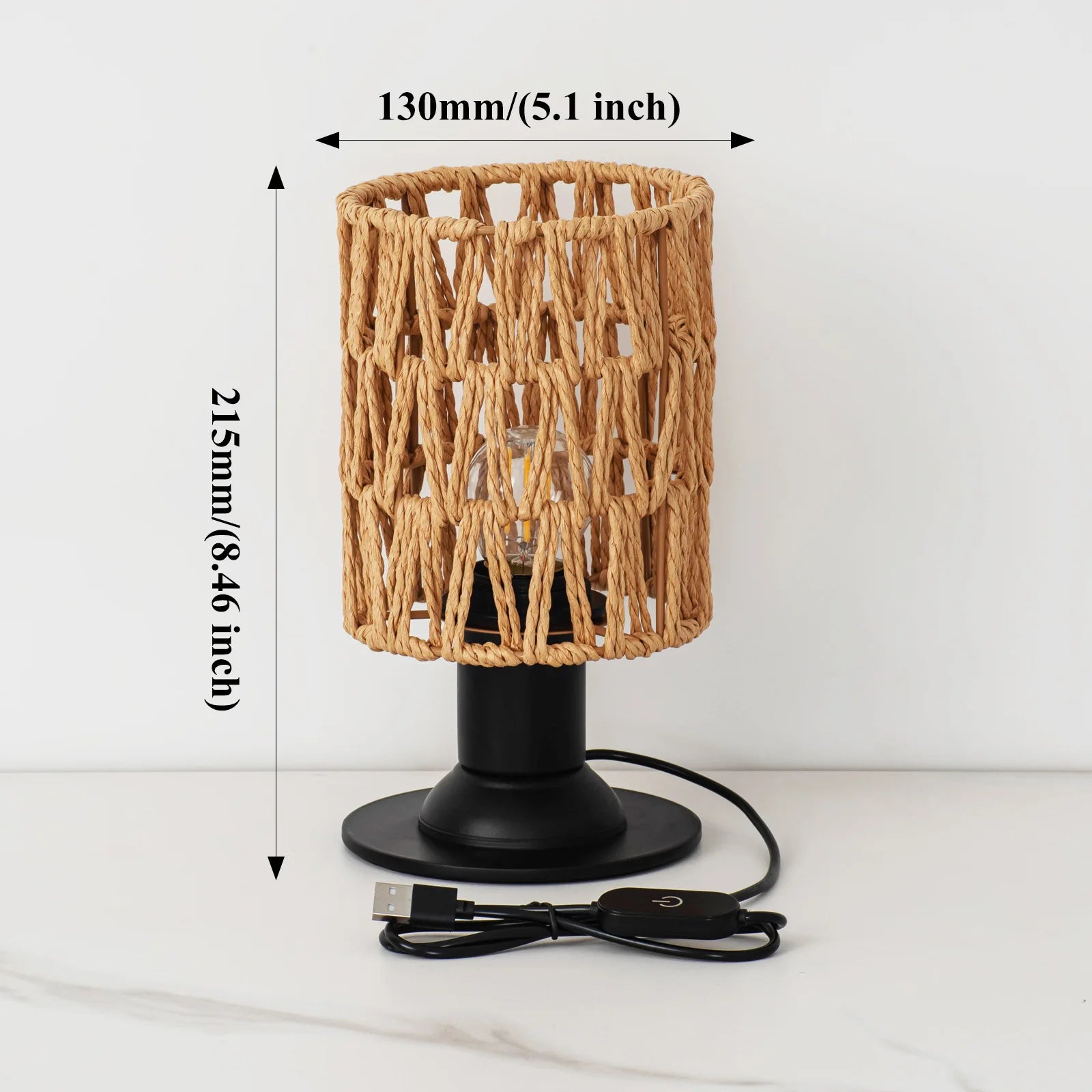 Luminaria de Mesa Avleara - Linho e Metal Escovado - escritorio boho natural