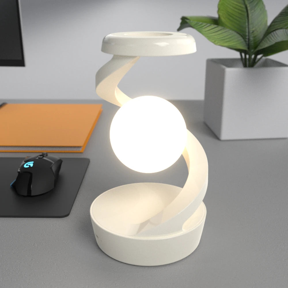Luminária de Mesa Flutuante com Carregador Sem Fio 15W e RGB