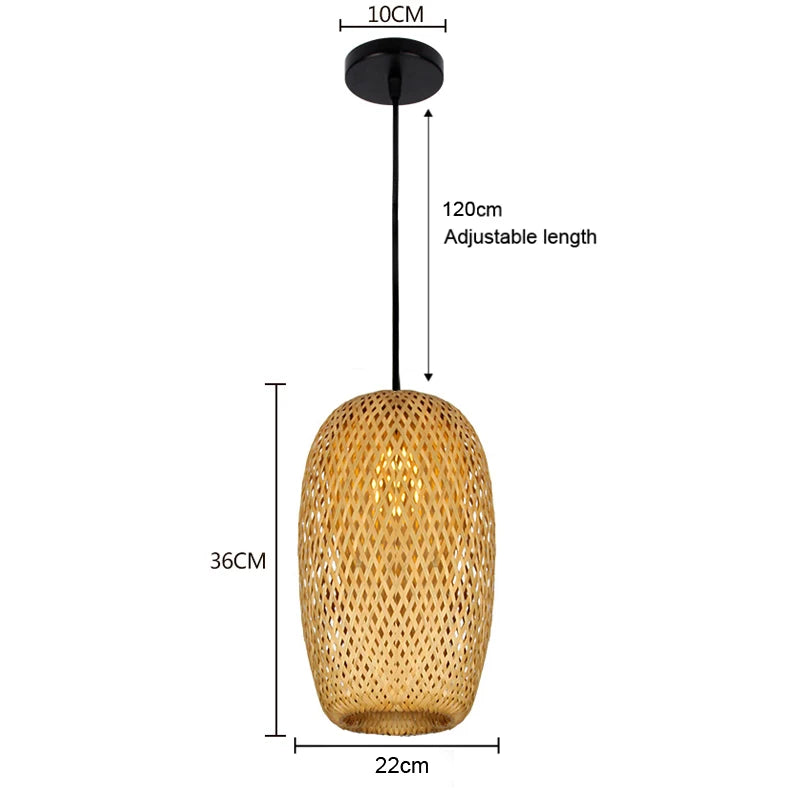 Pendente Eldiina - Rattan e Bambu - bancada gourmet boho natural