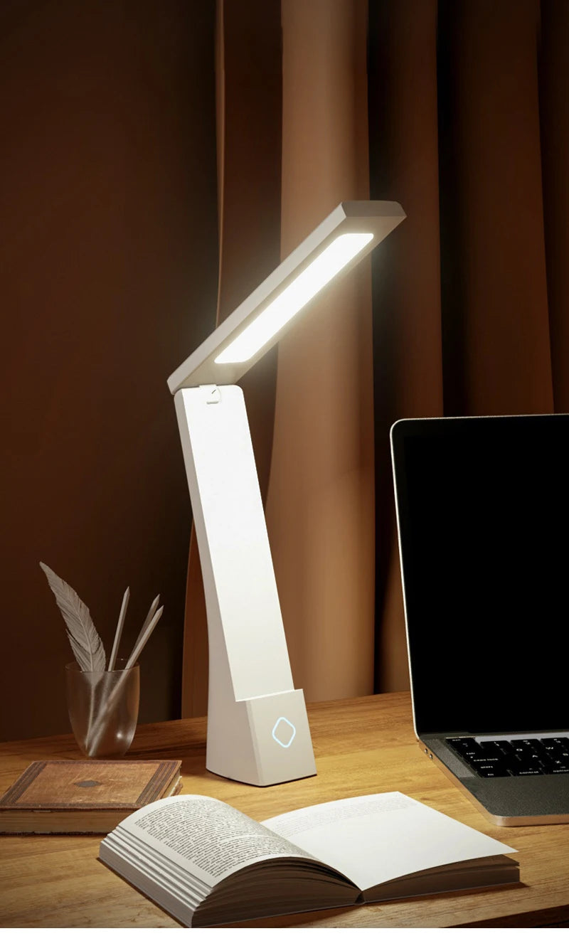 Luminária de Mesa LED Dobrável Recarregável – Proteção Ocular para Estudos