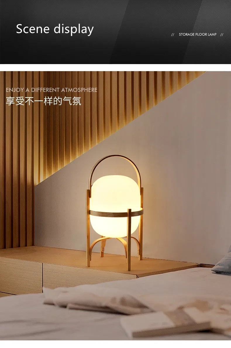 Luminária Madeira LED Vidro Minimalista Mesa Leitura Sala