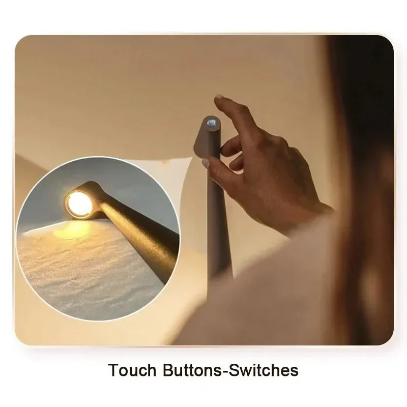 Luminária de Mesa Portátil Metal LED Touch Recarregável – Luz Noturna
