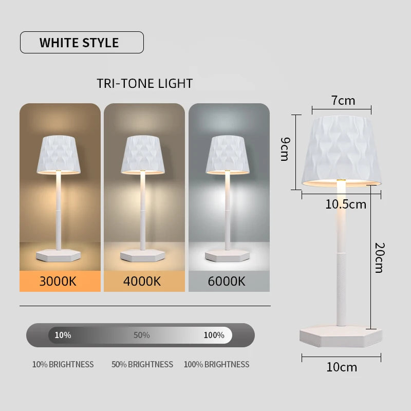 Luminária Touch Ondas Sem Fio 3 Cores LED Recarregável