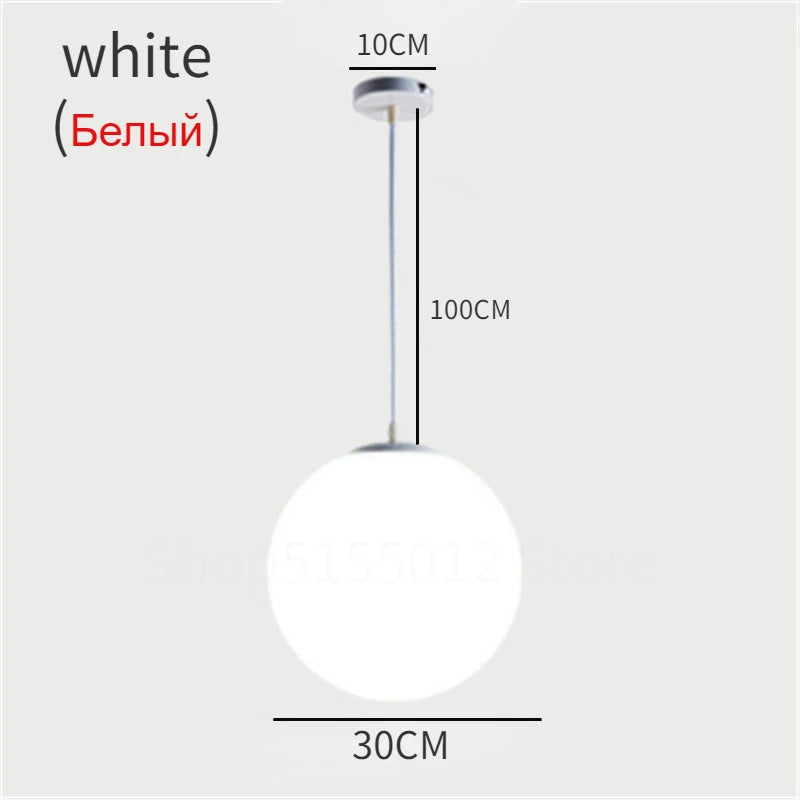 Pendente Bola de Vidro Branco LED