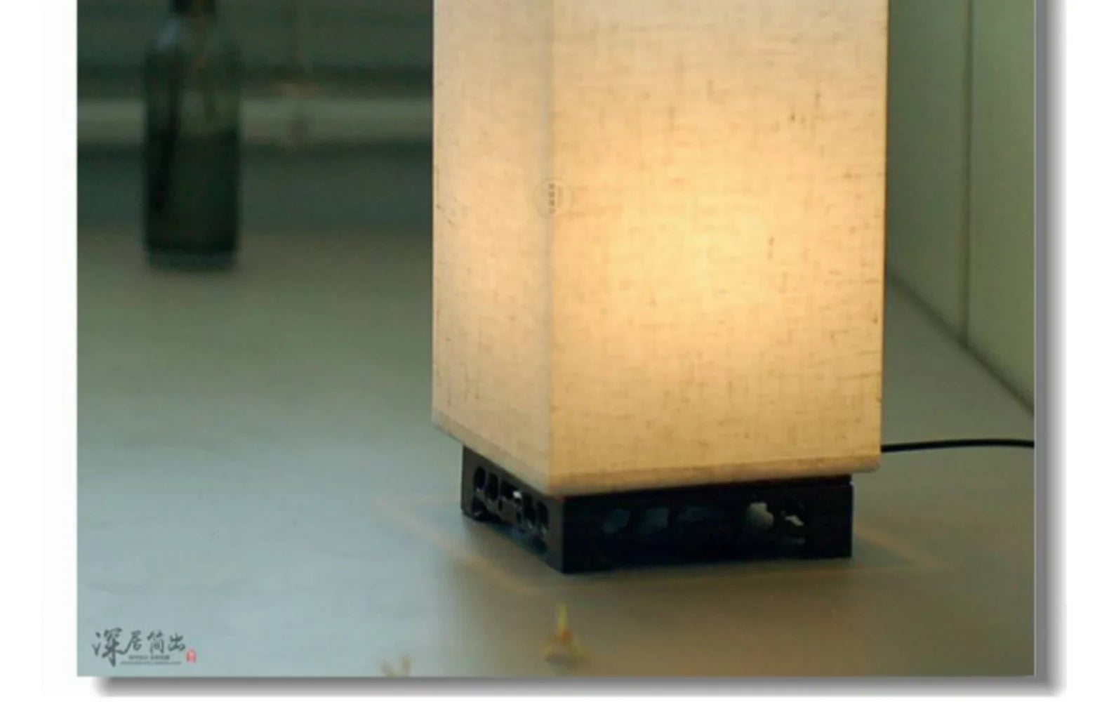 Luminária Madeira Maçiça Quadrada LED Zen Chinesa Dimmer