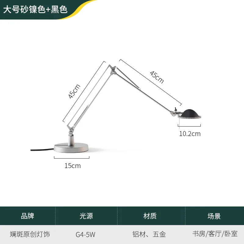 Luminária de Mesa Industrial Braço Articulado Vidro e Alumínio G4 LED