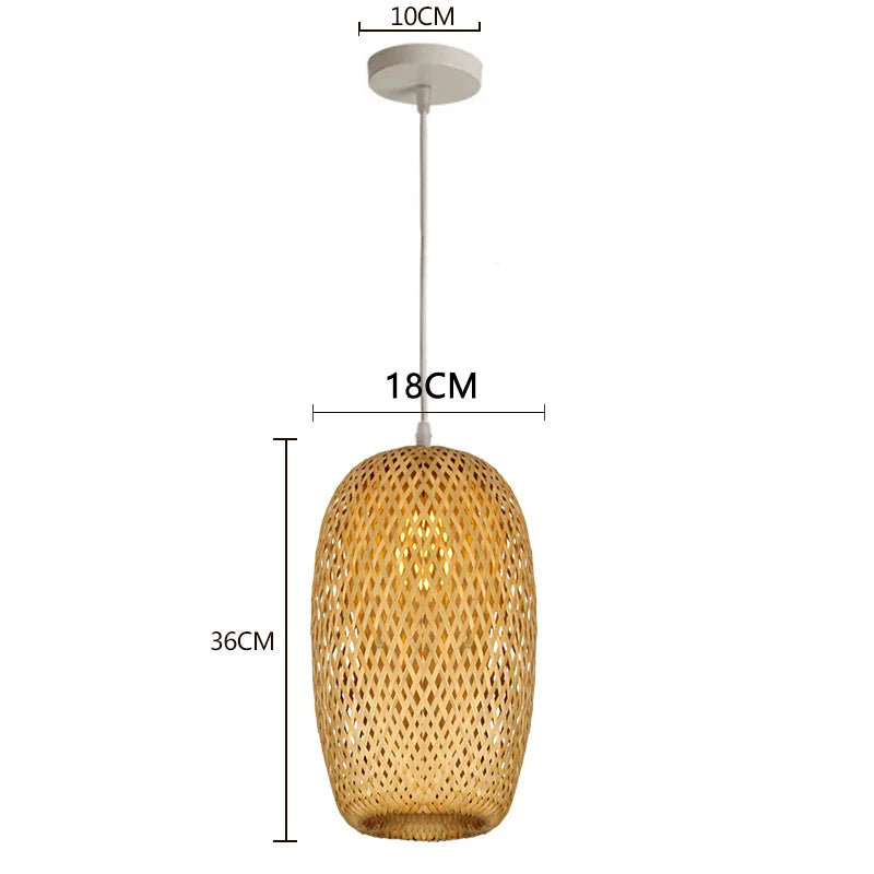 Lustre Lanterna de Bambu Trançado à Mão Retrô