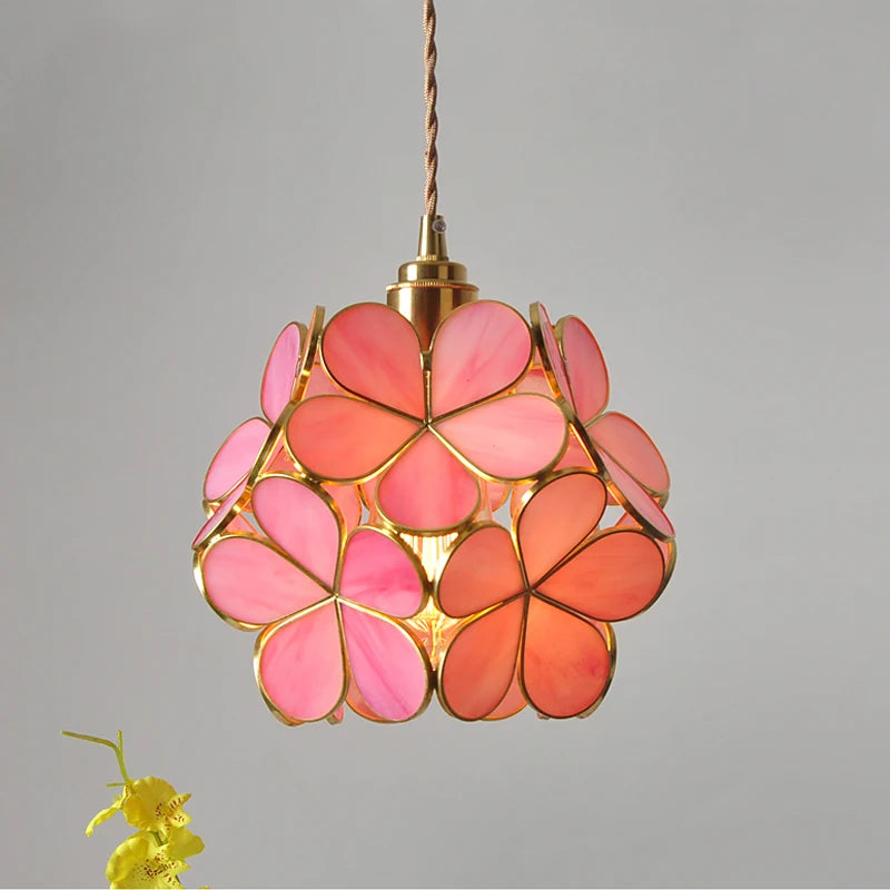 Pendente Floral de Vidro Luxuoso LED
