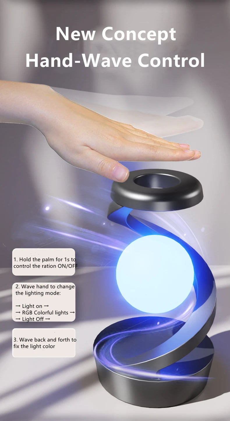 Luminária de Mesa Flutuante com Carregador Sem Fio 15W e RGB