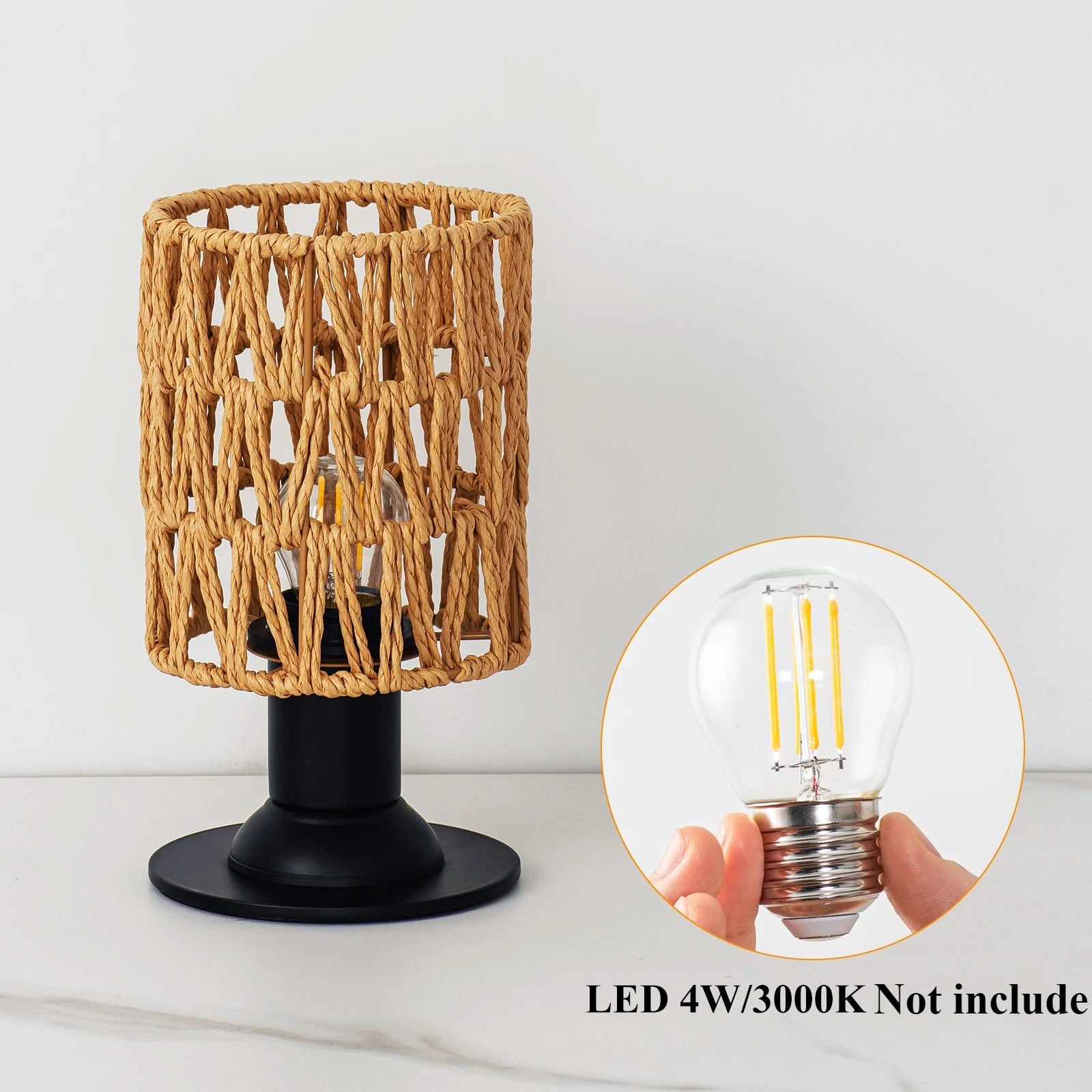 Luminaria de Mesa Avleara - Linho e Metal Escovado - escritorio boho natural