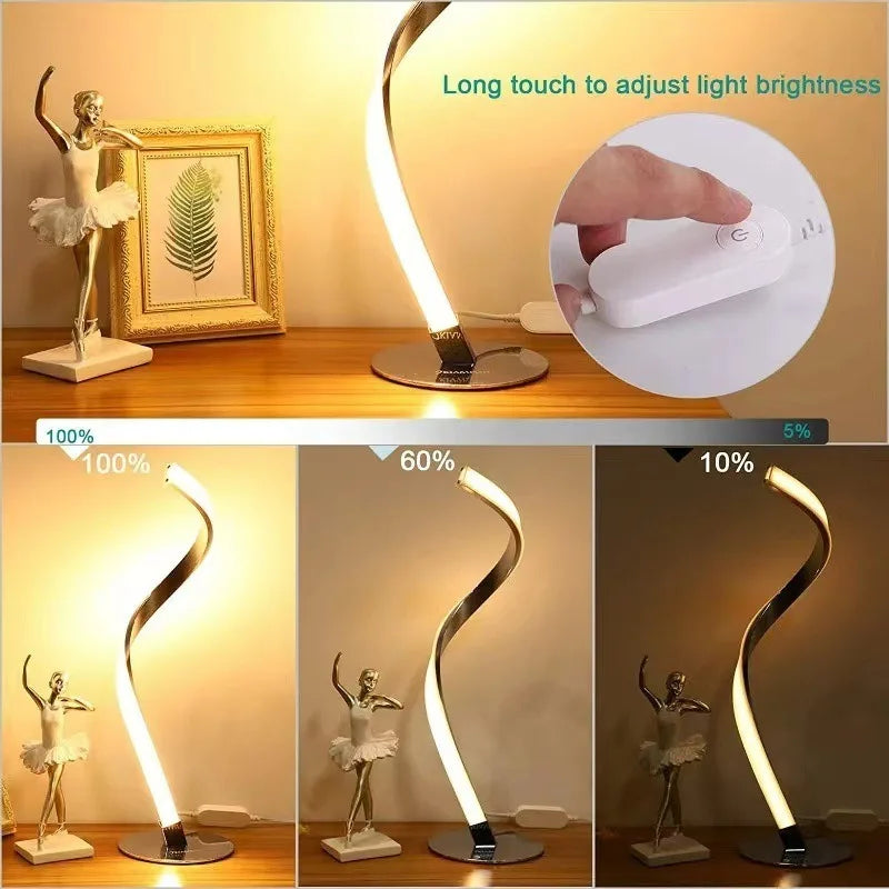 Luminária de Mesa Espiral Minimalista Luxo – Atmosfera para Sala e Quarto