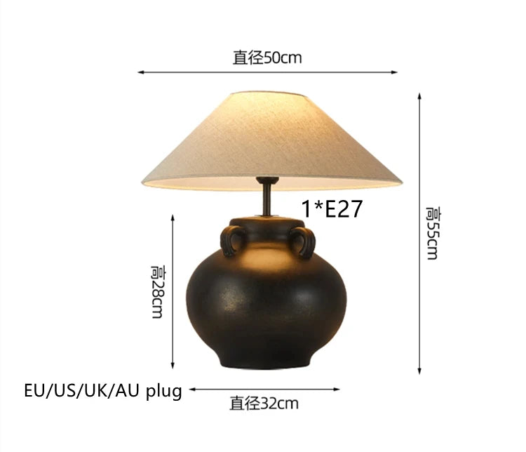 Luminária Cerâmica Wabi-Sabi Nórdica Abajur Tecido Design