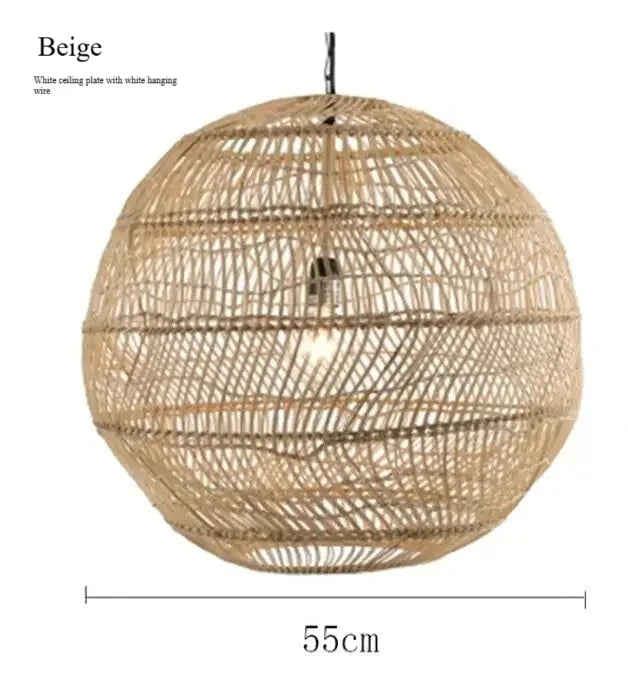 Pendente Elroa - Rattan e Linho - hall boho natural