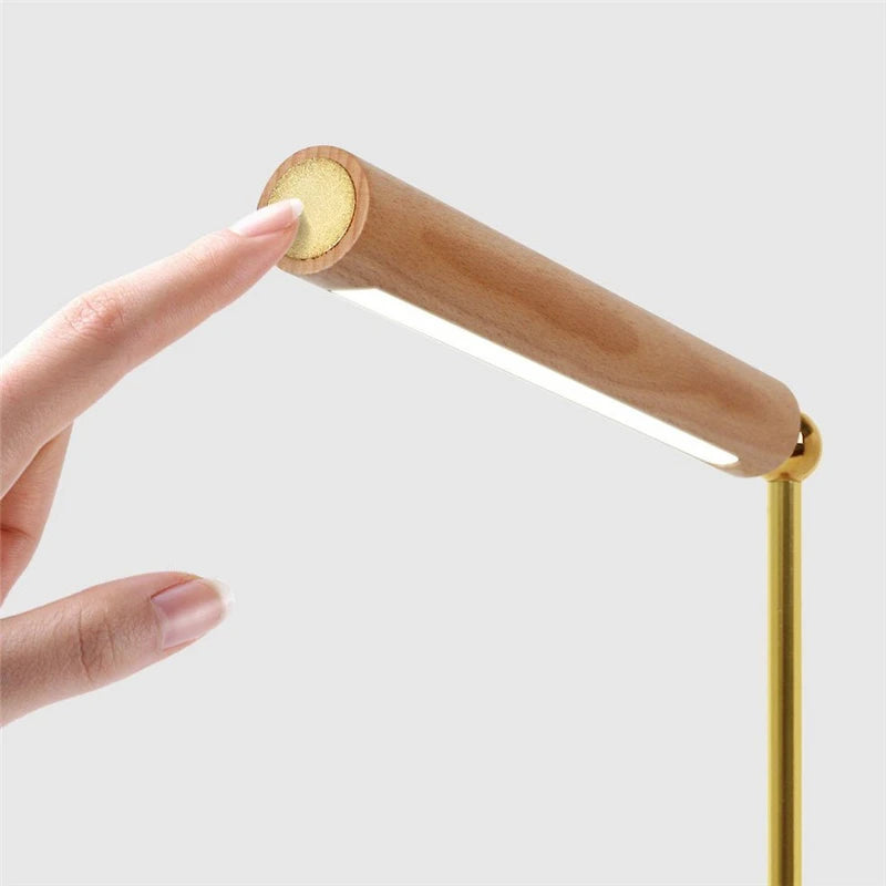 Luminária de Parede Madeira Magnética Girátória 360° USB – Quarto e Sala