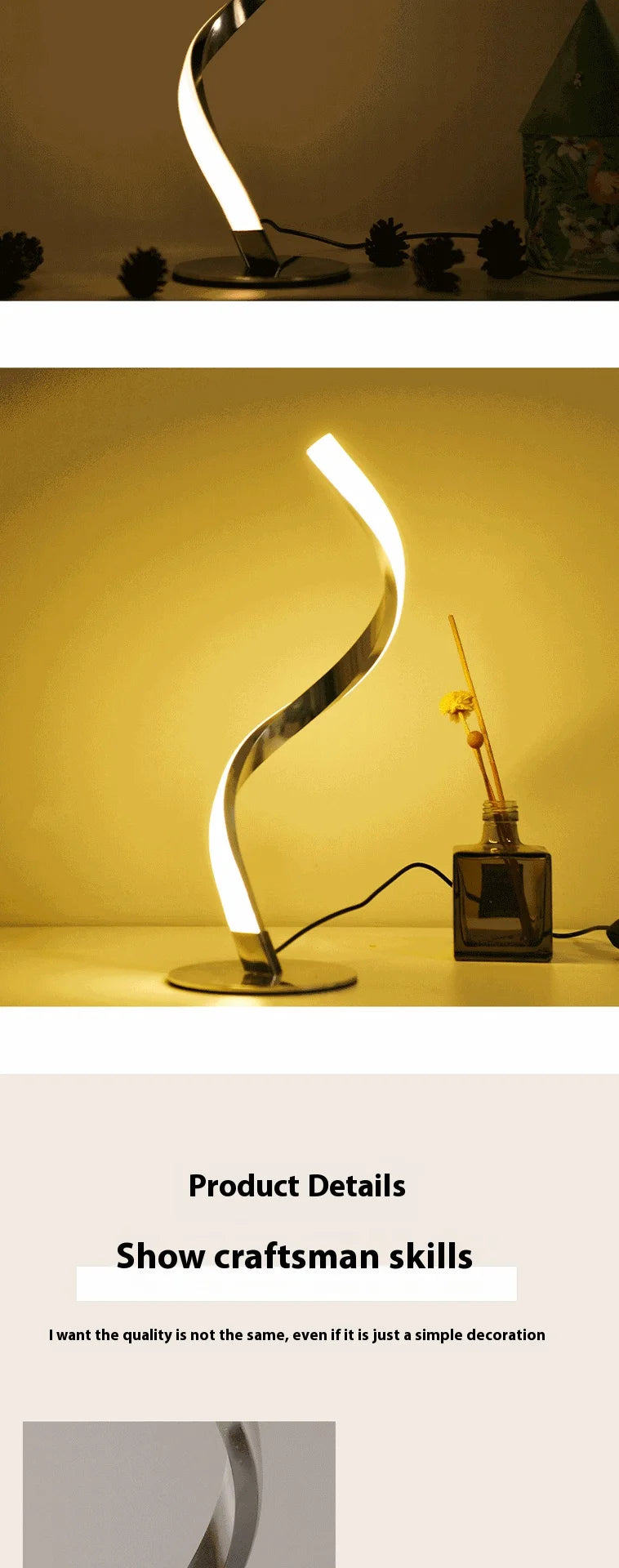 Luminária de Mesa Espiral Minimalista Luxo – Atmosfera para Sala e Quarto