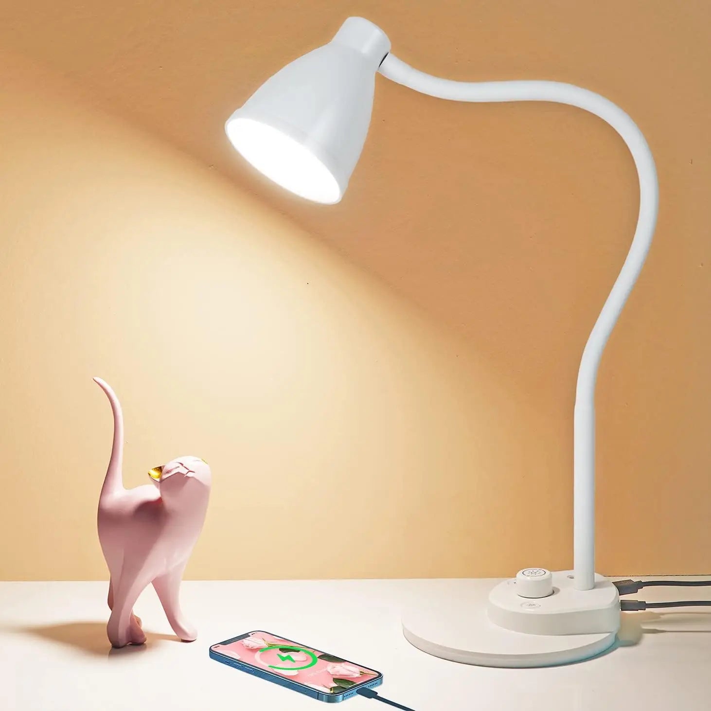 Luminária de Mesa LED USB-C com 3 Modos de Cor e Dimmer Automático