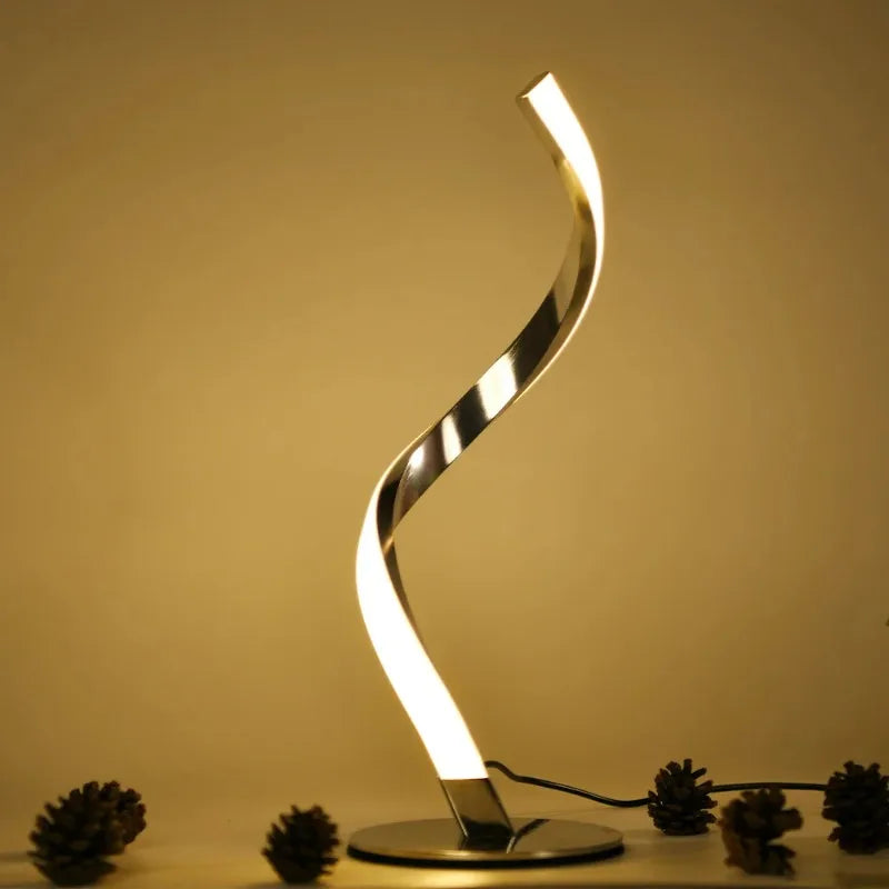 Luminária de Mesa Espiral Minimalista Luxo – Atmosfera para Sala e Quarto