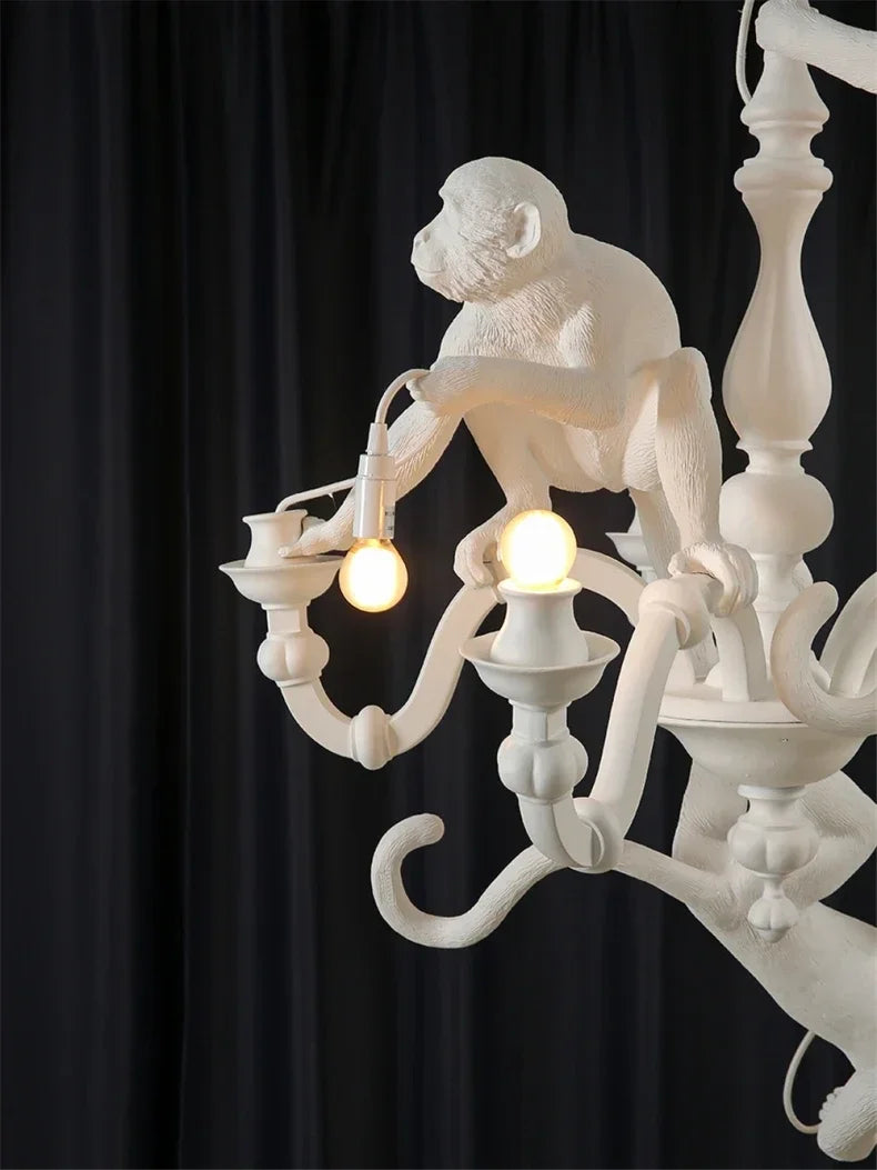 Pendente Nórdico Retrô Corda de Cânhamo Macaco Resina – Quarto e Sala