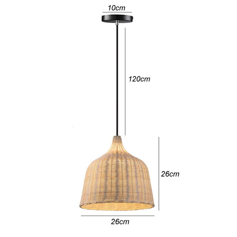 Pendente Eldiina - Rattan e Bambu - bancada gourmet boho natural