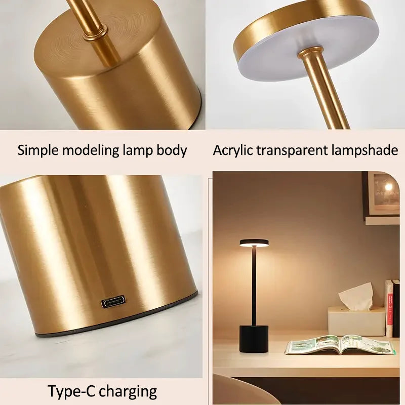 Luminária LED Recarregável Touch Mesa Sala Jantar Quarto
