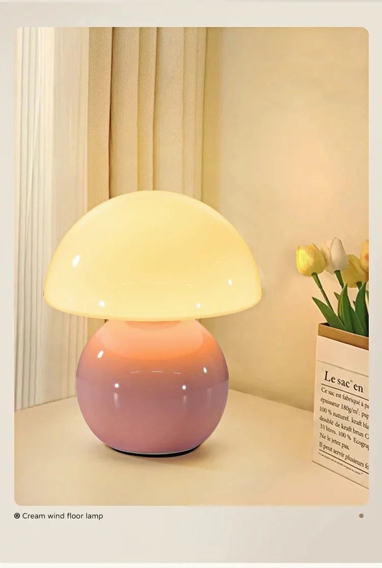 Abajur Cogumelo Cerâmica LED Luz Quente Cabeceira