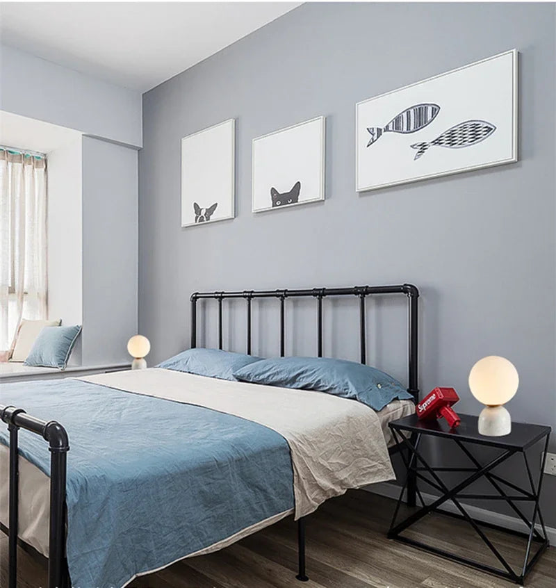Luminária de Mesa Nórdica Vidro Personalizada – Quarto, Cabeceira e Escritório