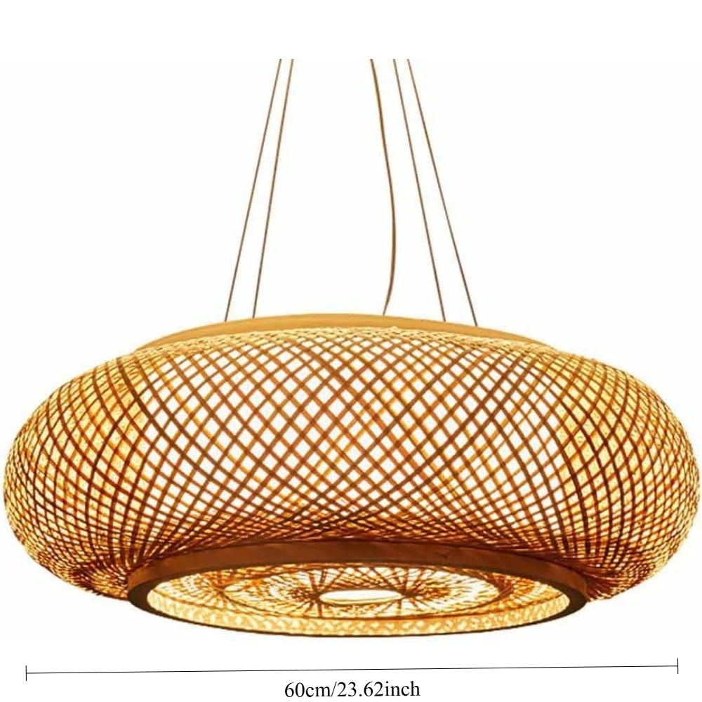 Lustre Artesanal em Bambu Trançado E27