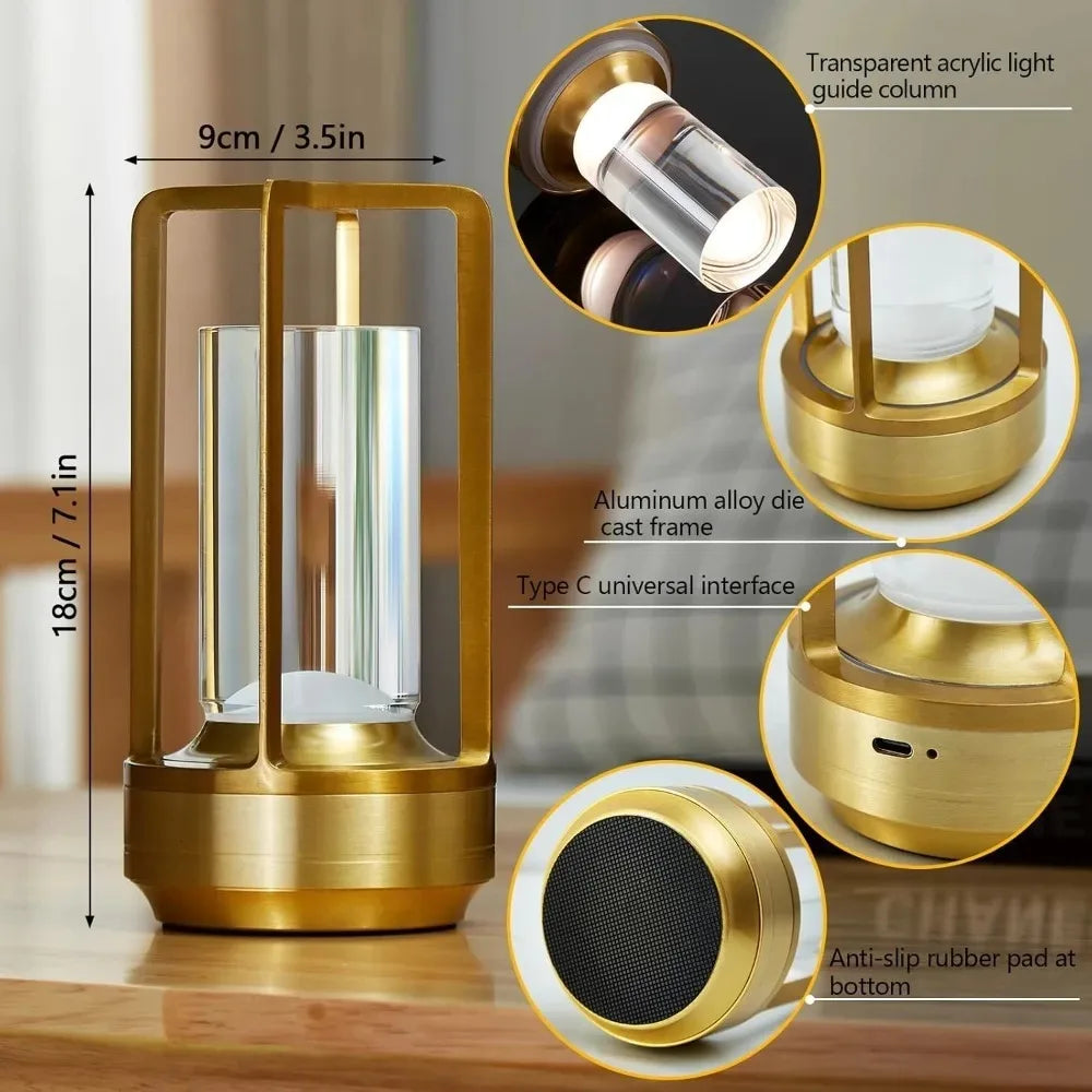 Luminária de Mesa Recarregável Sem Fio – Portátil para Restaurante e Bar