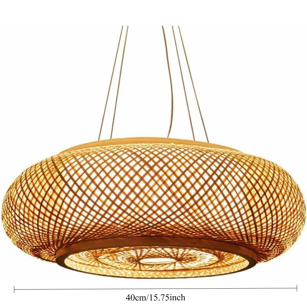 Lustre Artesanal em Bambu Trançado E27