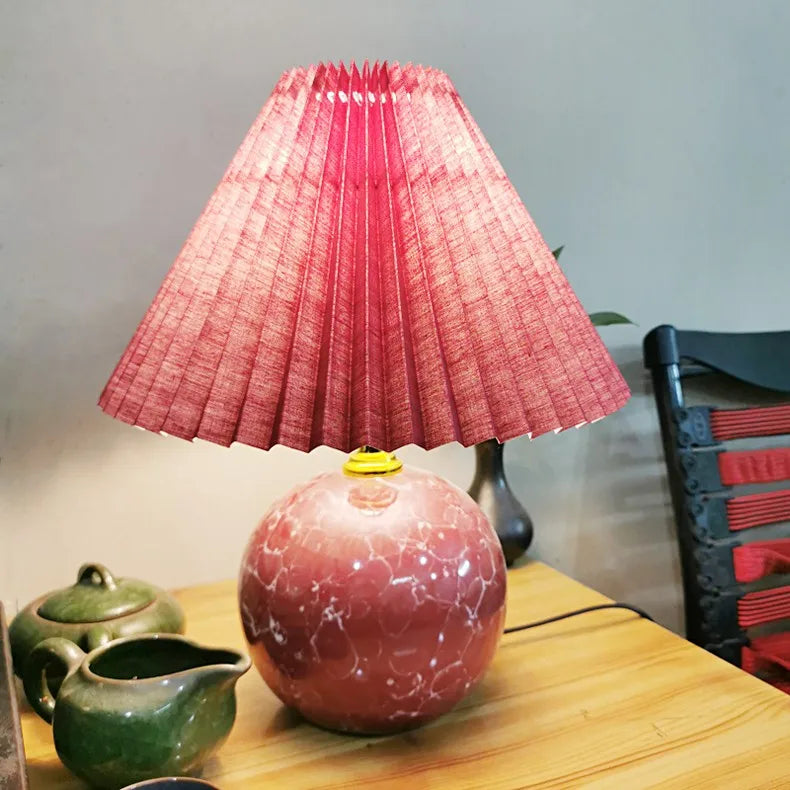 Abajur Cerâmica Plissado Rosa Quarto Infantil Presente