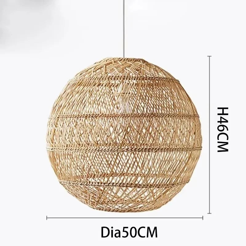 Pendente Elleara - Rattan e Linho - ilha de cozinha boho natural