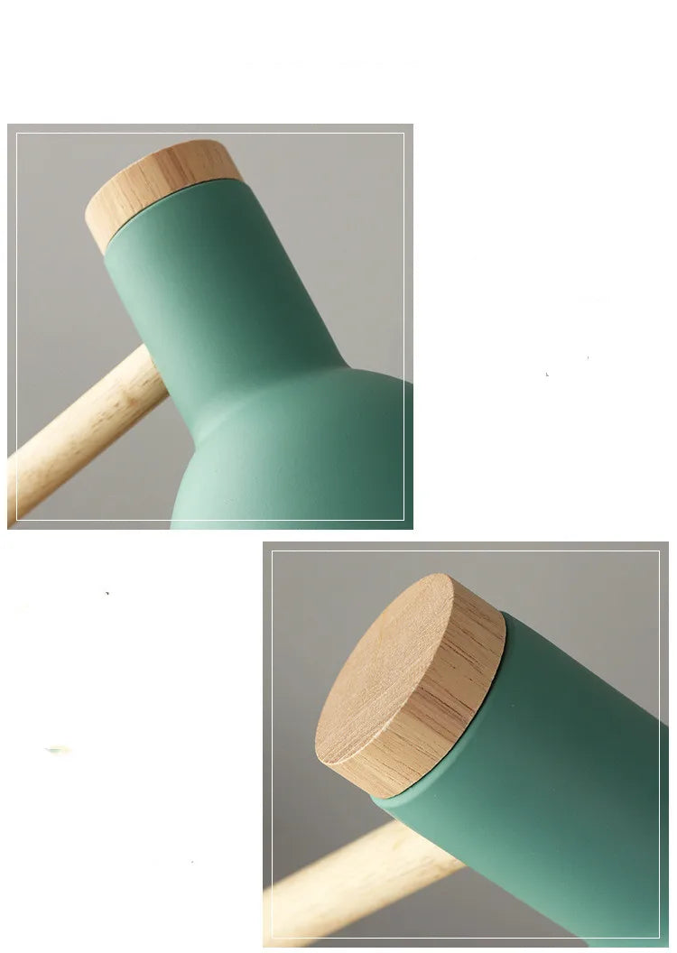 Luminária de Mesa Madeira Nórdica E27 Altura Regulável – Proteção Ocular