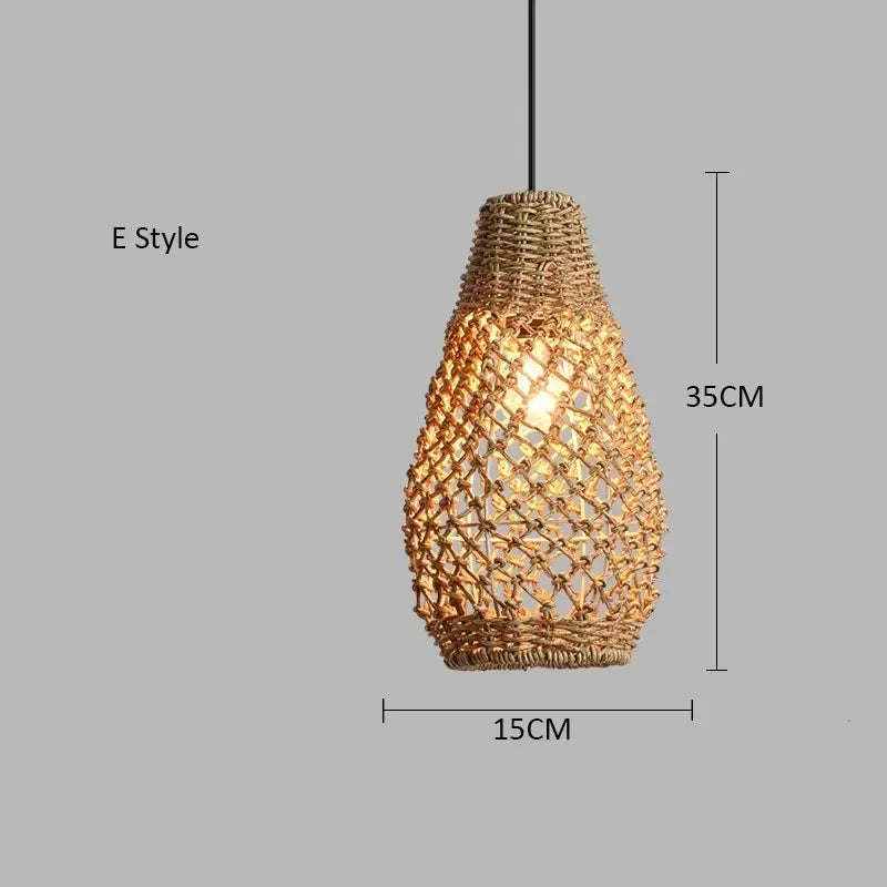 Pendente Elroe - Rattan e Bambu - quarto japandi