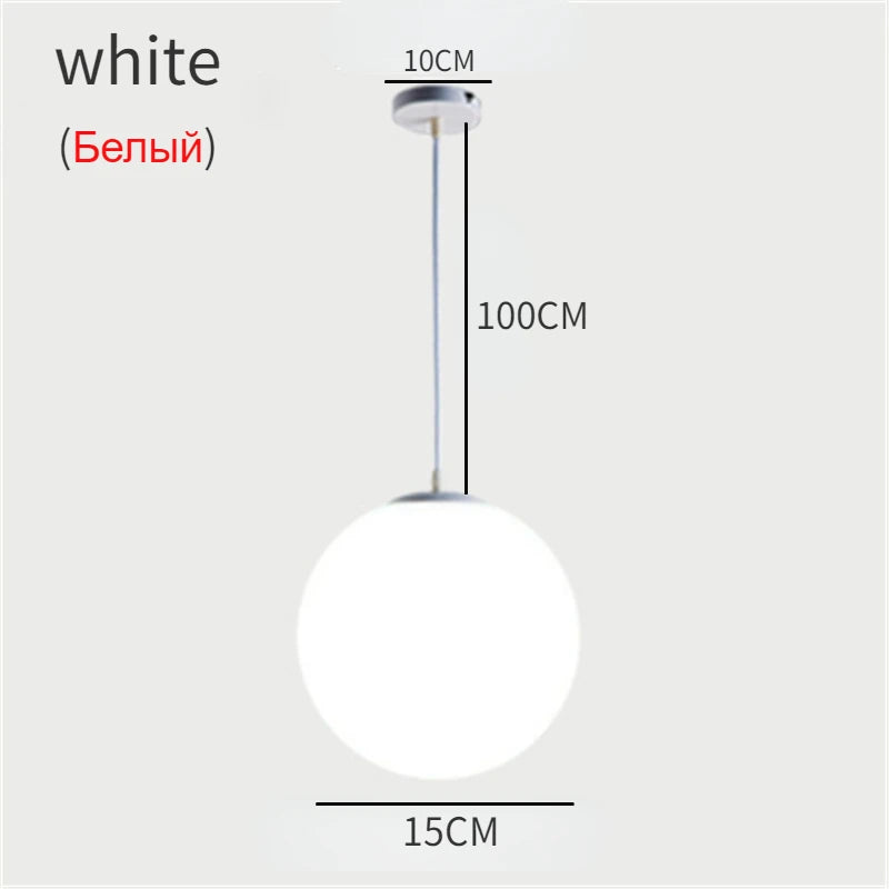Pendente Bola de Vidro Branco LED