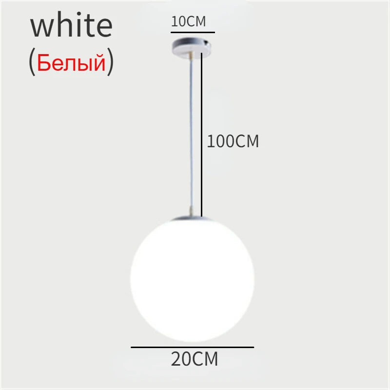 Pendente Bola de Vidro Branco LED