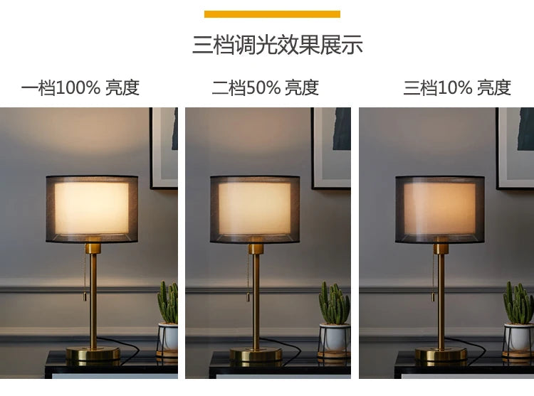 Luminária Mesa Ouro Americana Retrô Nórdica Luxo LED Quarto