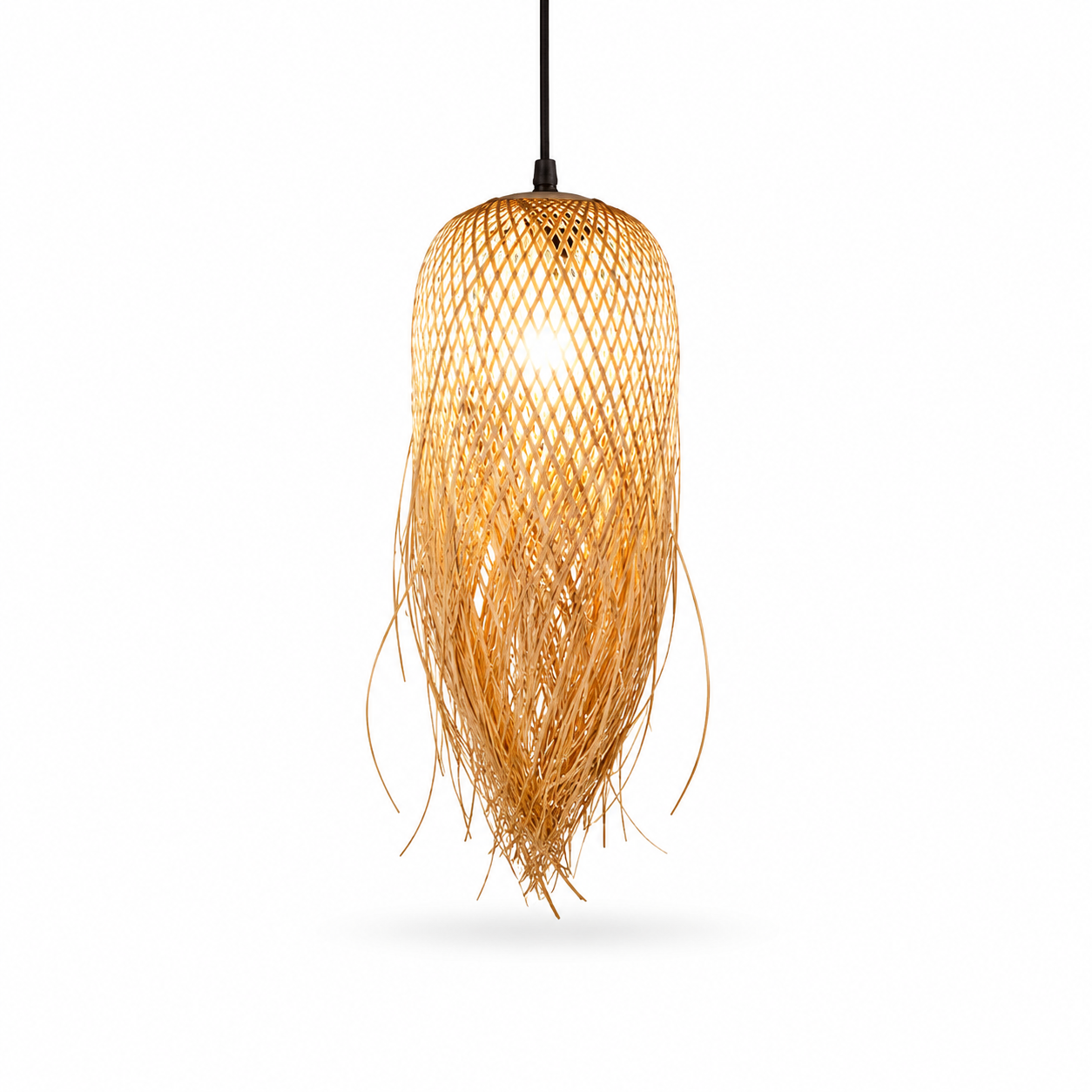 Pendente de Bambu Nórdico com LED para Sala de Jantar