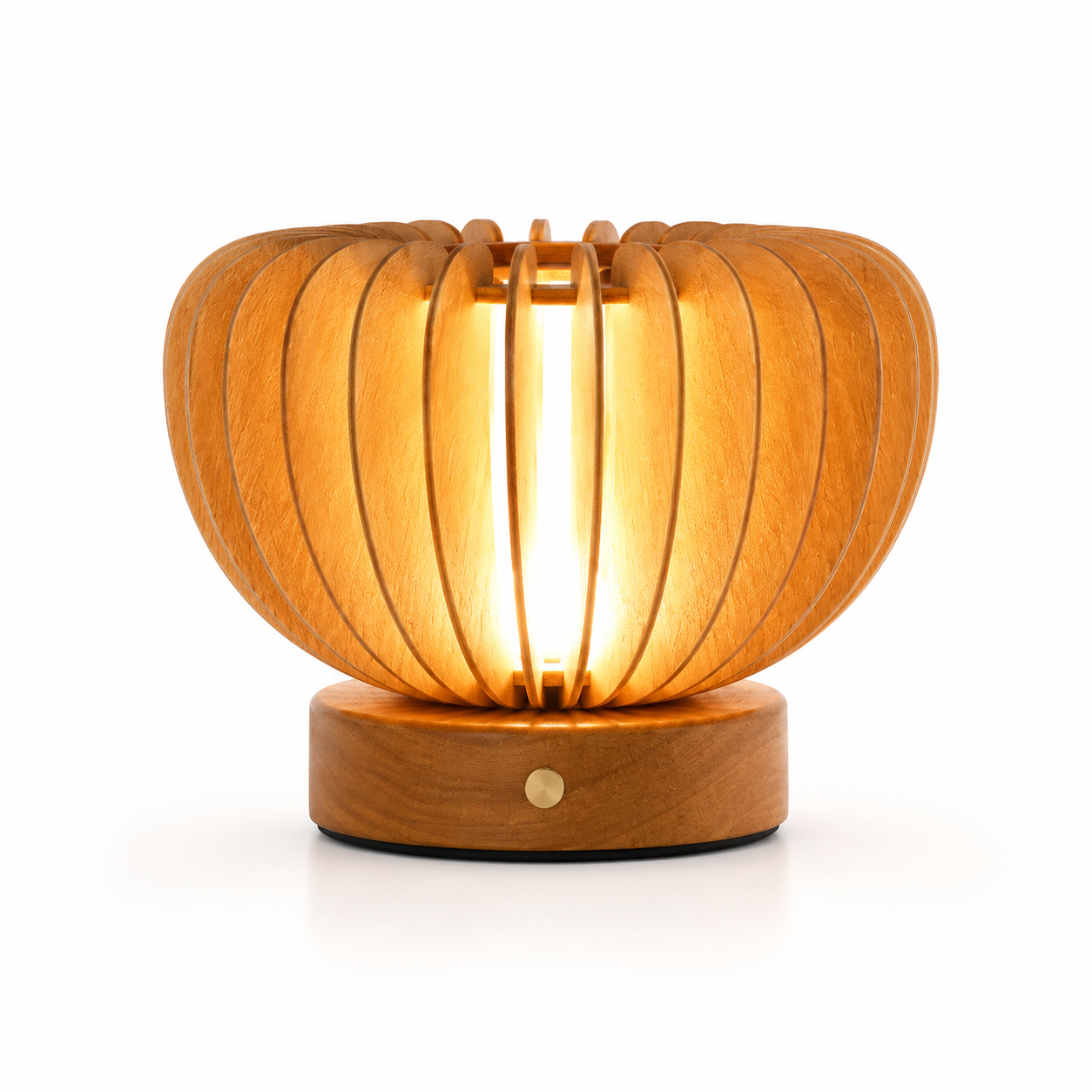 Luminária Nórdica Plissada Madeira USB 220V Arte Quarto