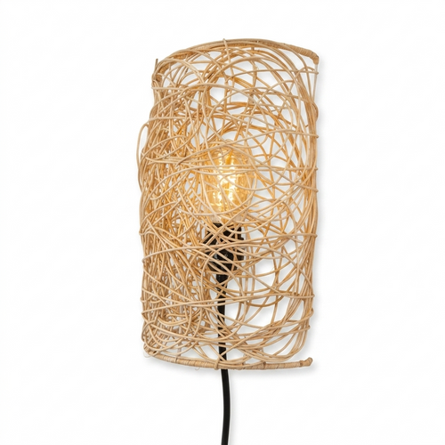Arandela Cariuna - Rattan e Bambu - parede de destaque boho natural