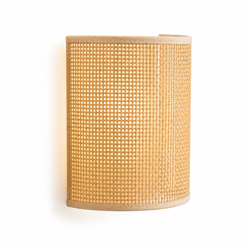 Arandela Avmiia - Rattan Natural - quarto wabi-sabi