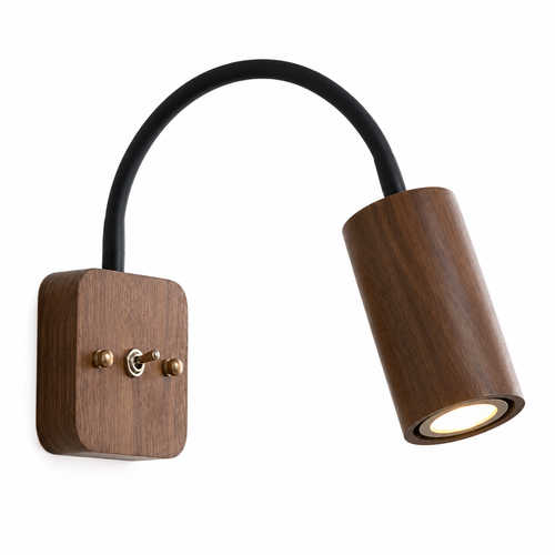 Arandela Caloina - Madeira Nogueira - quarto organico moderno