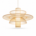 Lustre Artesanal Bambu Trançado para Sala de Chá