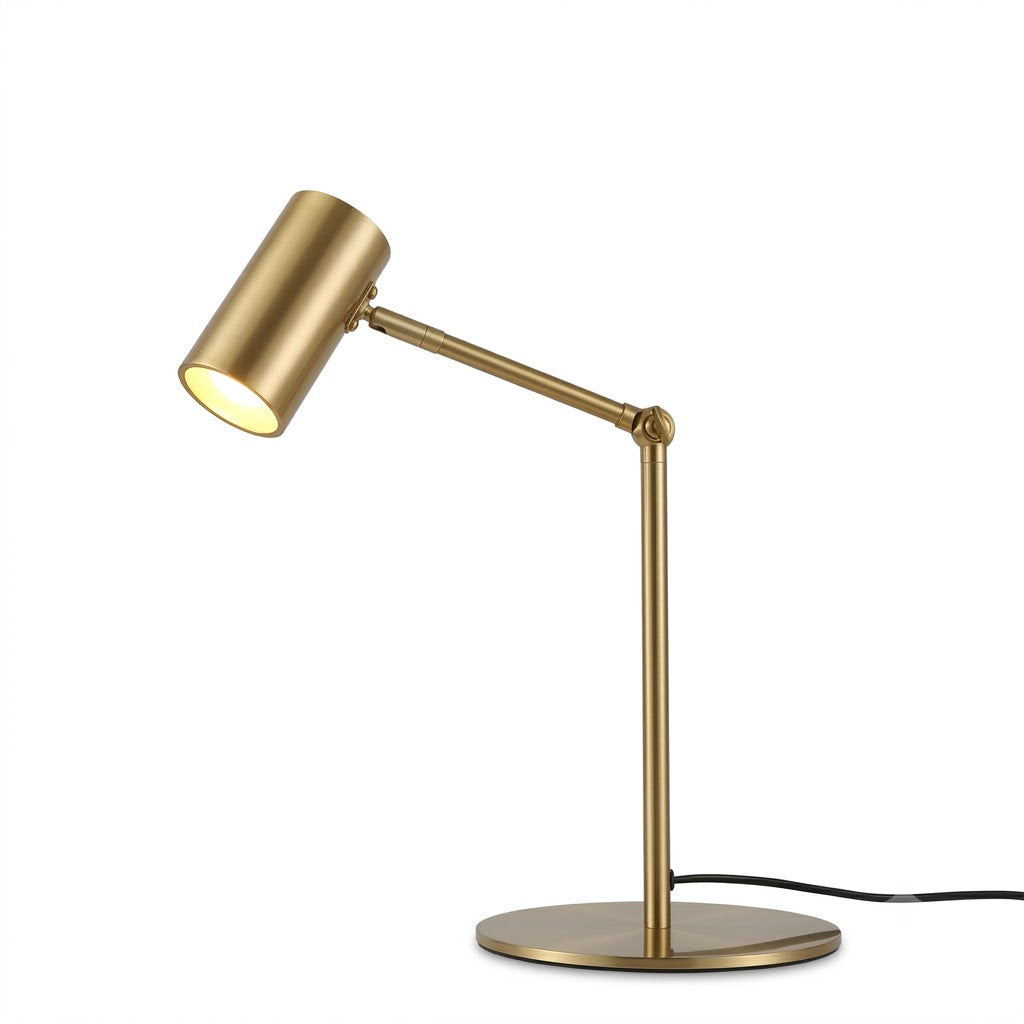 Luminária de Mesa Dourada Nórdica LED – Proteção Ocular para Escritório
