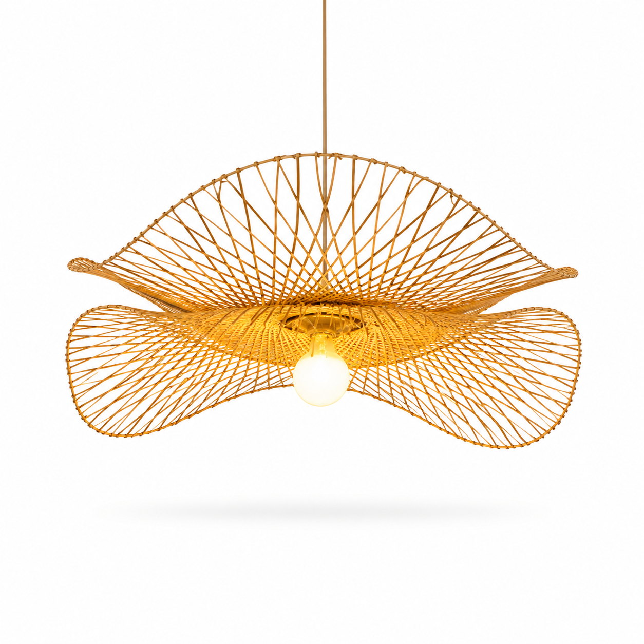 Lustre Artesanal de Bambu Criativo para Restaurante