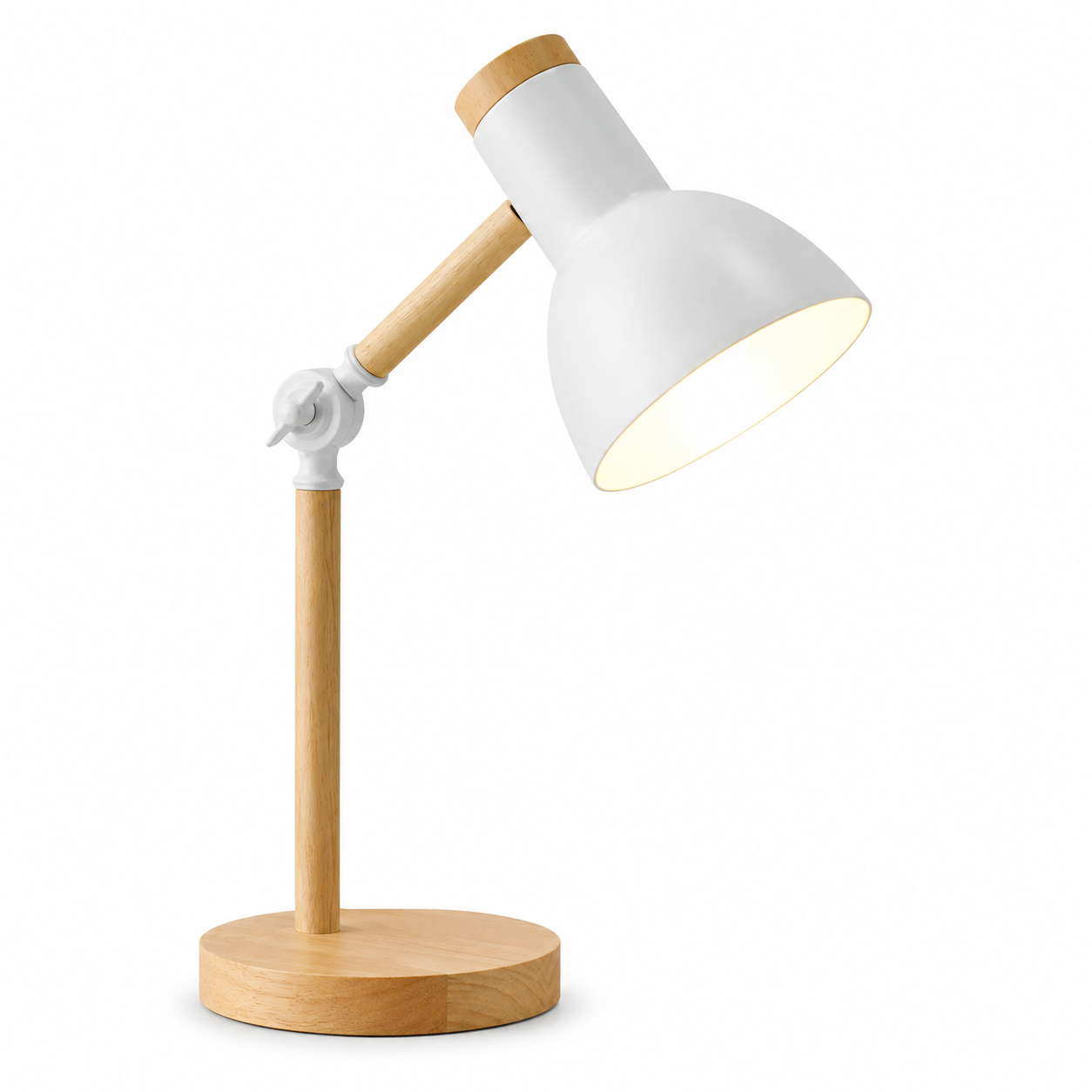 Luminária de Mesa Madeira Nórdica E27 Altura Regulável – Proteção Ocular