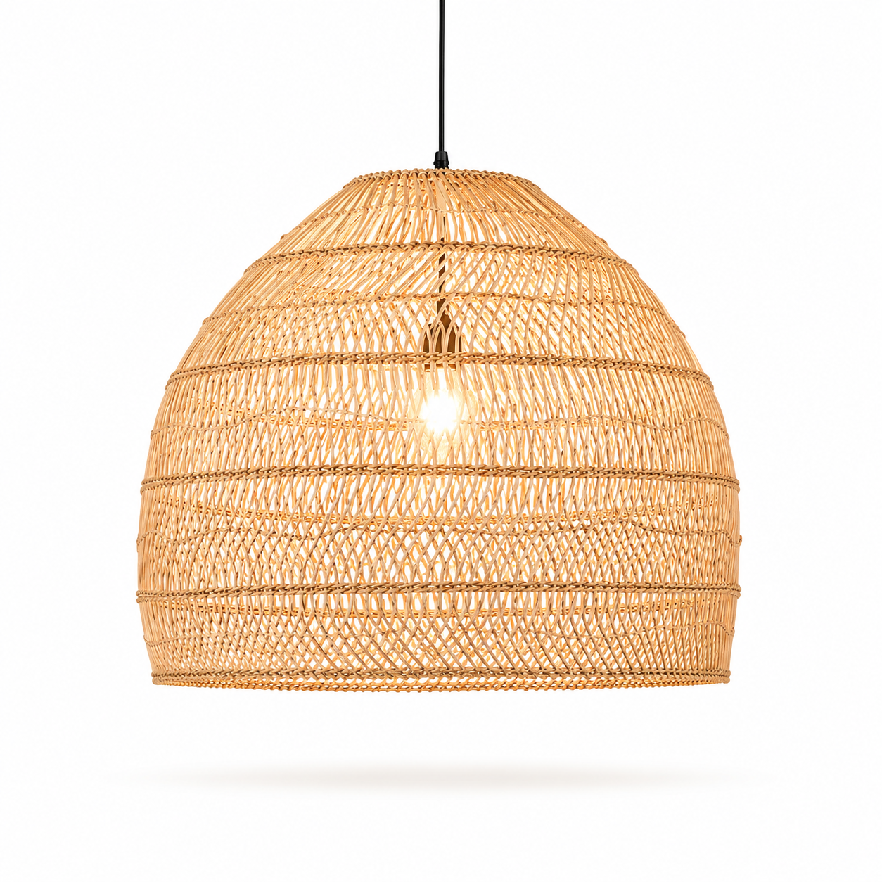 Pendente Elroa - Rattan e Linho - hall boho natural